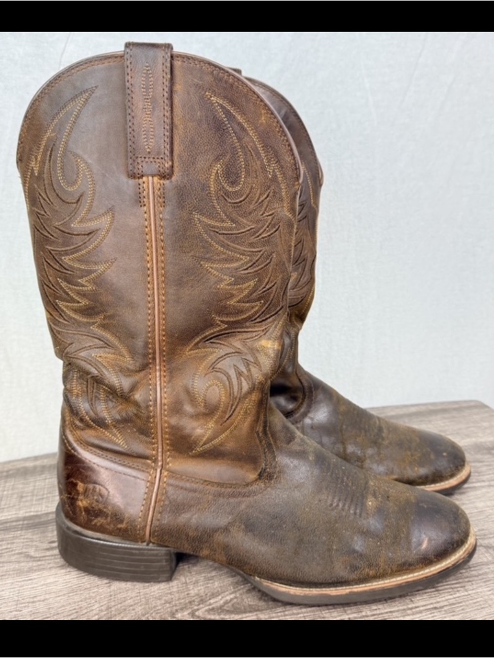 Ariat Men’s Sport Horseman Rafter Tan Brown Leather Western Cowboy Boots 10.5